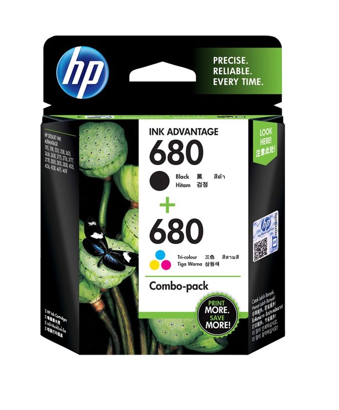 HP 680 Black & Tri-Color Ink Advantage Original Combo Pack Cartridge